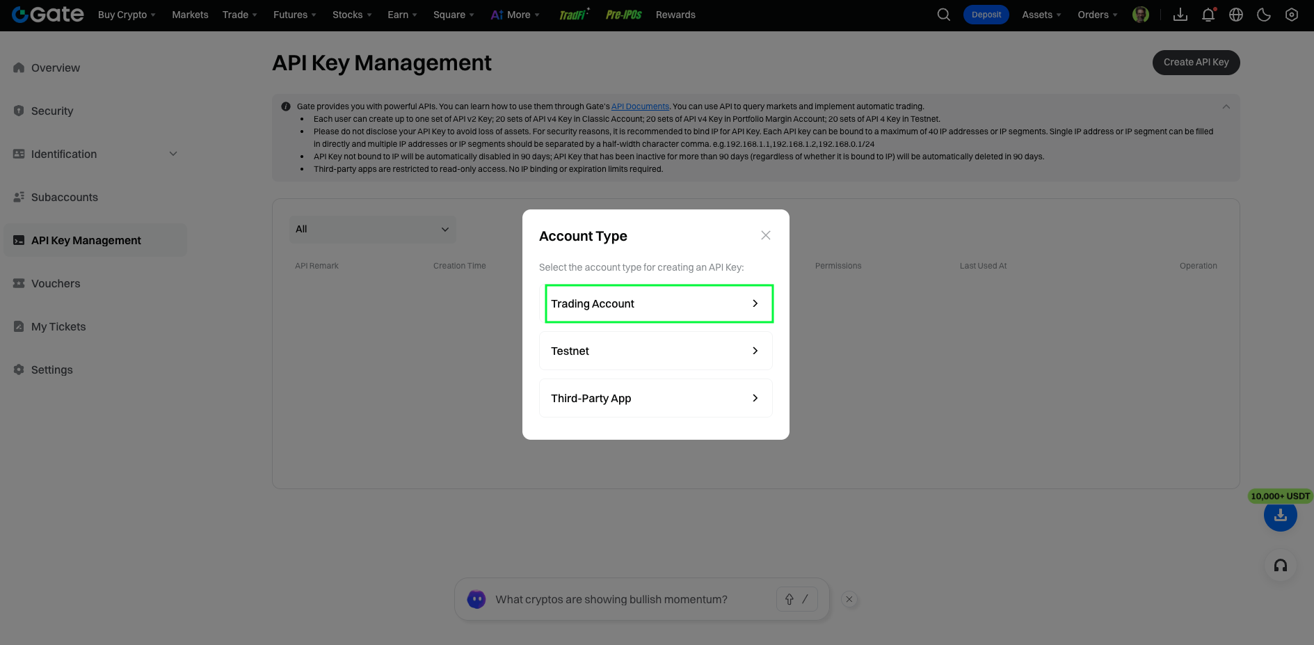 API Trading Account API Trading Account