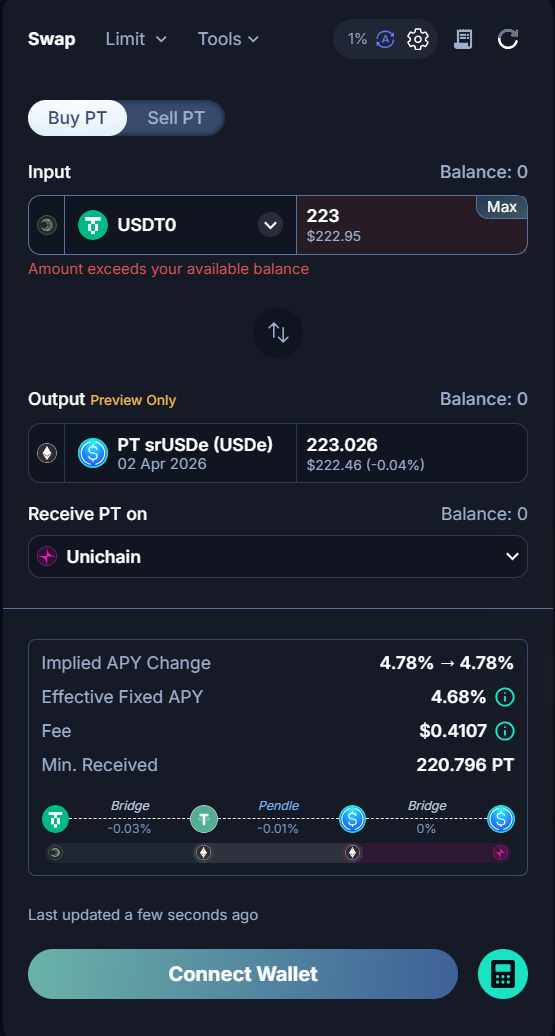 Cross-chain buy, bridge PT