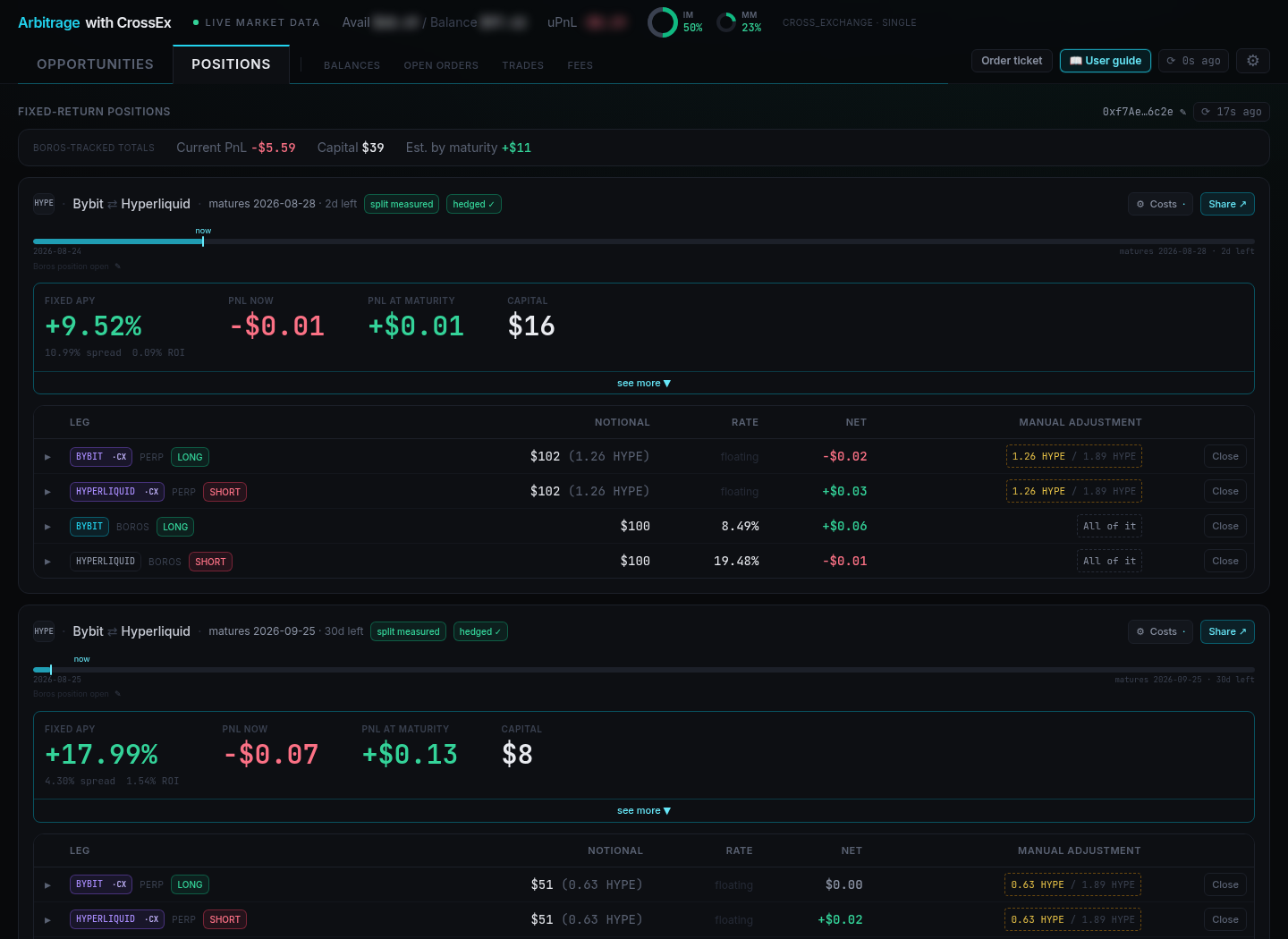 Positions tab