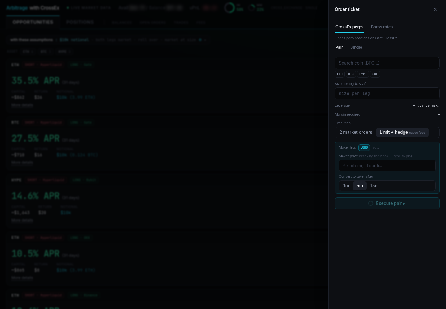 Order ticket panel