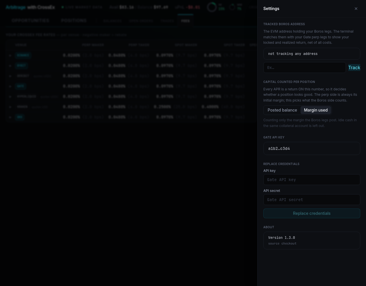 Settings panel